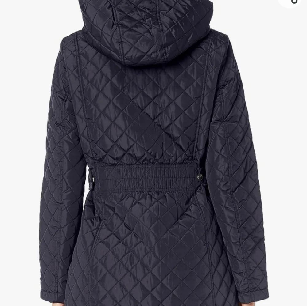 Calvin Klein midweight diamond quilted jacket w/ removable hood black size L EUC - Picture 2 of 10